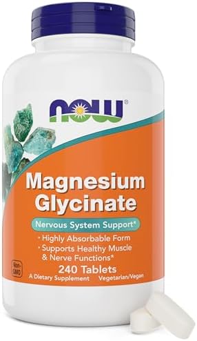 Now Foods Magnesio Glicinato, 240 Tabletas - Apoya la Salud Muscular y Nerviosa - No OGM - imagen 1