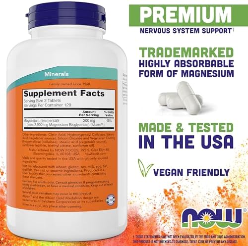 Now Foods Magnesio Glicinato, 240 Tabletas - Apoya la Salud Muscular y Nerviosa - No OGM - imagen 2