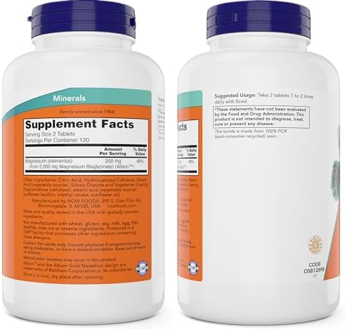 Now Foods Magnesio Glicinato, 240 Tabletas - Apoya la Salud Muscular y Nerviosa - No OGM - imagen 3