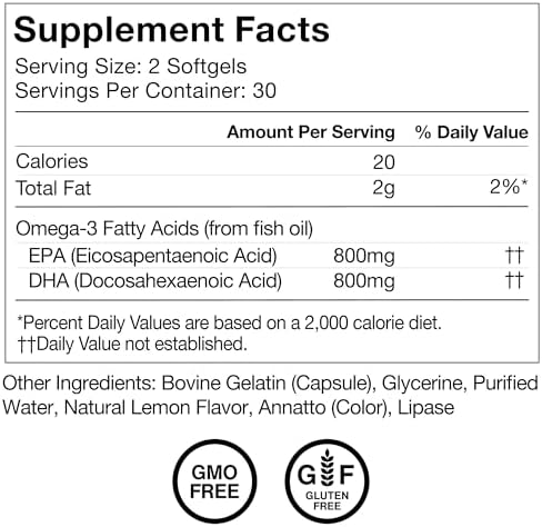 Aceite de Pescado Omega-3 Momentous - Suplemento de EPA y DHA de Alta Potencia para Hombres y Mujeres - Apoya la Salud del Corazón, Articulaciones y - imagen 8