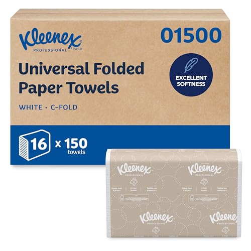 Toallas de papel plegadas Kleenex Professional Universal C-Fold, Absorbentes, Blancas (150 Hojas/Paquete, 16 Paquetes/Caja, Total 2,400 Hojas) - imagen 3