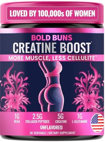 Bold Buns Creatine para Mujeres – Suplemento con Colágeno y BCAA – Apoya el Desarrollo Muscular, Recuperación Post-Entreno, Elasticidad de la Piel, - imagen 1