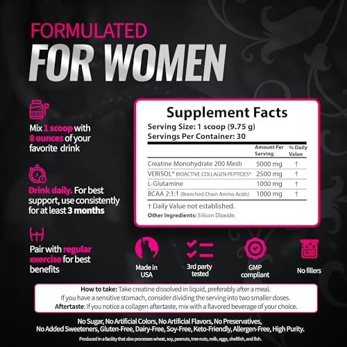 Bold Buns Creatine para Mujeres – Suplemento con Colágeno y BCAA – Apoya el Desarrollo Muscular, Recuperación Post-Entreno, Elasticidad de la Piel, - imagen 7
