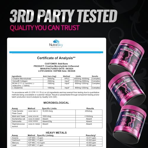 Bold Buns Creatine para Mujeres – Suplemento con Colágeno y BCAA – Apoya el Desarrollo Muscular, Recuperación Post-Entreno, Elasticidad de la Piel, - imagen 8