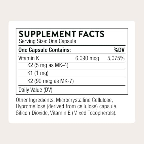 THORNE - Suplemento de Vitamina K - Vitaminas K1 y K2 (MK-4 y MK-7) - 60 Cápsulas - Apoya Huesos Fuertes - Ingredientes Estudiados Clínicamente - - imagen 2