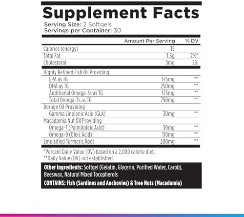 Suplemento Livingood Daily Omega 3 6 9 con Cúrcuma y Curcumina, 60 Cápsulas Blandas - Aceite de Pescado Omega 3 para Hombres y Mujeres - Salud - imagen 7