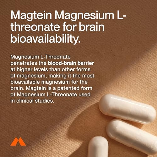 Momentous Magtein Magnesio L-Treonato - Suplemento para el Cerebro y Descanso - Mejora la Función Cognitiva y Calidad del Sueño - 145 mg - 30 - imagen 3