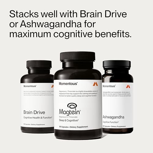 Momentous Magtein Magnesio L-Treonato - Suplemento para el Cerebro y Descanso - Mejora la Función Cognitiva y Calidad del Sueño - 145 mg - 30 - imagen 7