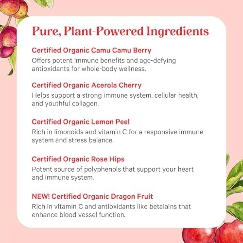 PURE SYNERGY Pure Radiance C | Cápsulas Orgánicas de Vitamina C | Suplemento Natural, No Transgénico con Camu Camu | Apoyo Inmunológico y de Colágeno - imagen 6