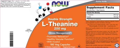 NOW Foods L-Theanine Doble Fuerza 200 mg por Cápsula - 180 Cápsulas Veganas - Enriquecido con 100 mg de Inositol - Suplemento Vegetariano y No - imagen 4