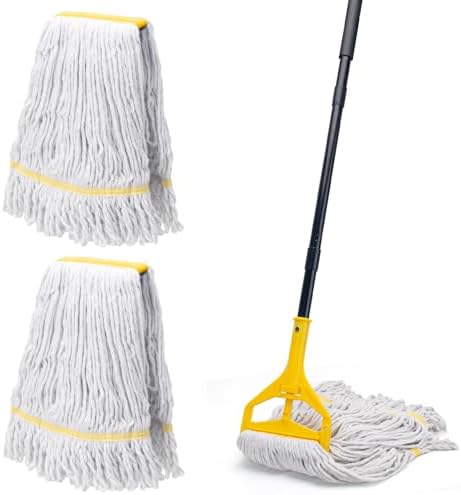 Mopa Comercial con 3 Cabezas de Repuesto Extra Grandes, Mango de 59 para Limpieza de Pisos, Mopa de Algodón Húmedo para Casa, Cocina, Oficina, - imagen 1