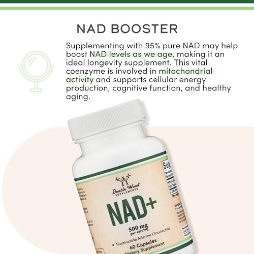 Suplementos Double Wood NAD+ Antienvejecimiento y Regeneración Celular | 500mg de NAD Plus 95% Puro por Porción, Suministro para 30 Días | Similar a - imagen 5