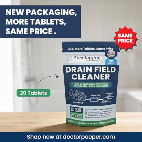 Tabletas Limpiadoras de Drenaje Accelerator de Dr. Pooper (20 Cont.) - Tratamiento para Tanques Sépticos, Atascos, Olores y Lodo - 90% Menos Plástico - imagen 2