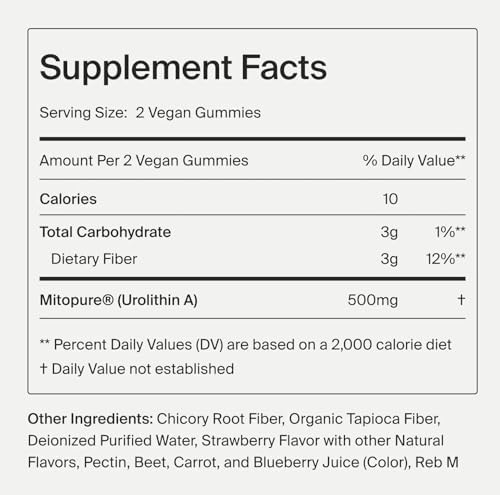 Gomitas de Suplemento Mitopure Urolithin A - Apoyo Clínicamente Comprobado para la Energía Celular, Fuerza Muscular y Longevidad en el Envejecimiento - imagen 6