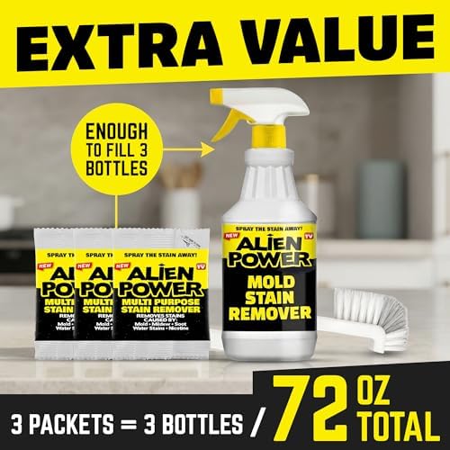 Alien Power Spray Quitamanchas Instantáneo para Moho, Hongos y Juntas, Limpiador Multiusos Sin Fregar para Baño y Superficies del Hogar - 3 Paquetes - imagen 3
