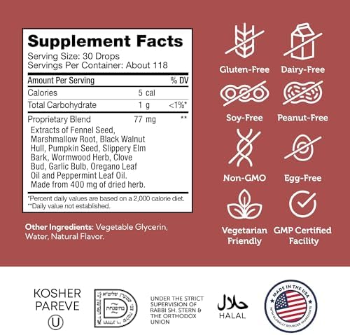 Zahler - ParaGuard Gotas Líquidas - Suplemento para la Salud Digestiva - Con Ajenjo, Ajo, Semilla de Calabaza, Clavo y Más - Apoyo Natural para - imagen 2