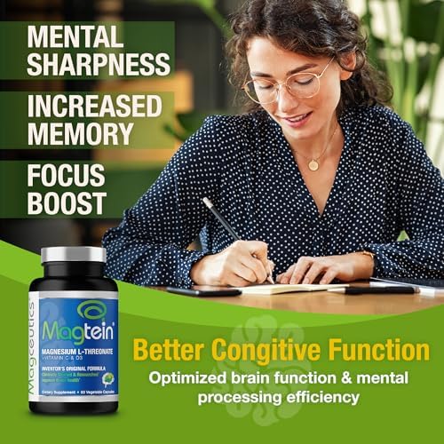 Magtein - Suplemento de Magnesio L-Treonato, Fórmula para Memoria, Concentración, Sueño y Salud Cerebral, 60 Cápsulas Veganas - imagen 2