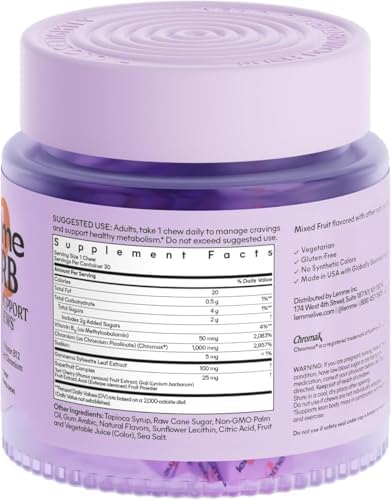 Lemme Curb Cravings Galletas Blandas - Controla el Apetito, Apoya el Metabolismo y el Cuerpo Delgado con Cromo, Gymnema y B12, Sabor a Baya Mixta - imagen 7
