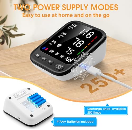 Monitor de Presión Arterial Automático para Brazo Superior con Pantalla Grande Retroiluminada de 4.5 Pulgadas y Manguito Ajustable de 9 a 17 Pulgadas - imagen 3