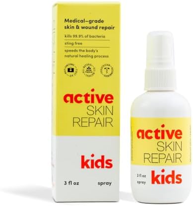 Spray de ros Auxilios Active Skin Repair para Niños - Fórmula Antiséptica Natural y No Tóxica para Cortes, Heridas, Raspones y Más (3oz) - imagen 1