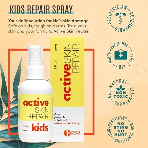 Spray de ros Auxilios Active Skin Repair para Niños - Fórmula Antiséptica Natural y No Tóxica para Cortes, Heridas, Raspones y Más (3oz) - imagen 2