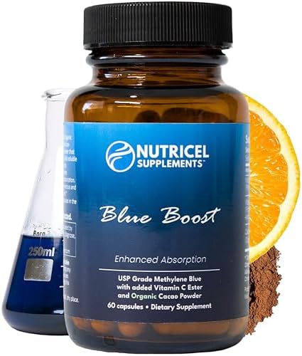Cápsulas de Methylene Blue Nutricel - Suplemento de Grado Farmacéutico - Hecho en EE.UU. - 12mg (Grado USP) con Vitamina C Ester para Mejor Absorción - imagen 1