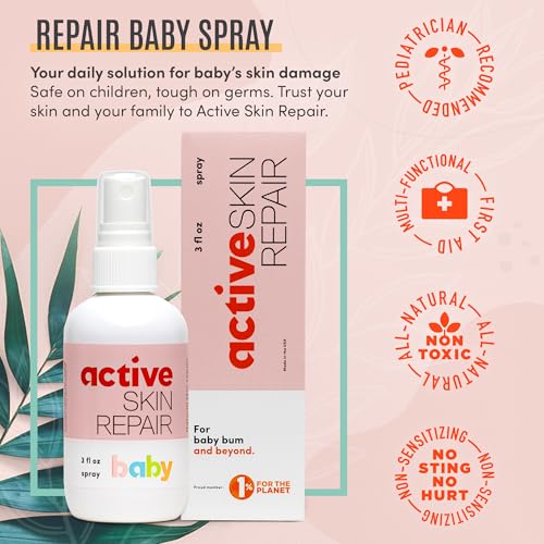 Spray de ros Auxilios Active Skin Repair Natural y No Tóxico para Bebés, Seguro para Dermatitis, Acné, Eczema y Más (3 oz.) - imagen 2