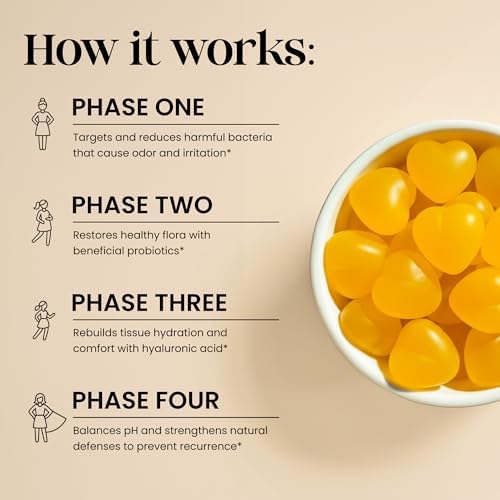 Gomitas probióticas Flora+ para mujeres ALLFEMME, equilibrio de pH, frescura y soporte de olor, con prebióticos y ácido hialurónico, sabor piña, - imagen 4