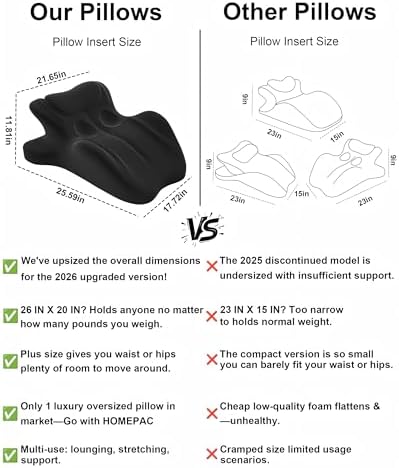Cojín Wedge Ergonómico de Espuma con Memoria HOMEPAC, Soporte Angulado de 27° para Cuello y Cintura, Multi-Posición - Negro (Tamaño Plus 25.5 * 21.5 - imagen 2