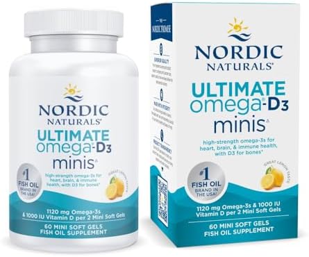 Nordic Naturals Omega Mini D3 Ultimate, Sabor Limón - 60 Geles Blandos - 1120 mg Omega-3 + 1000 UI Vitamina D3 - EPA & DHA - Salud Cerebral y - imagen 1