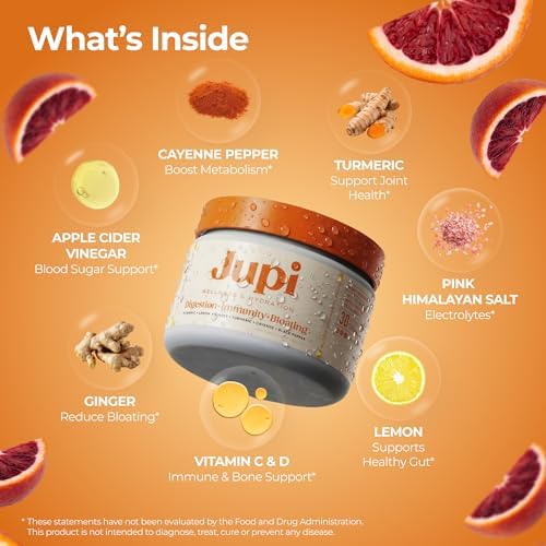 Jupi Polvo de Hidratación y Bienestar – Shots de Cúrcuma y Jengibre, Suplemento de Vitamina C para Energía, Inmunidad y Salud Digestiva – Mezcla - imagen 2