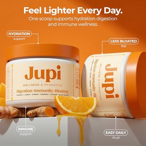 Jupi Polvo de Hidratación y Bienestar – Shots de Cúrcuma y Jengibre, Suplemento de Vitamina C para Energía, Inmunidad y Salud Digestiva – Mezcla - imagen 5