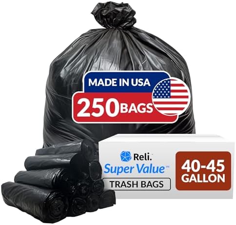Bolsas de Basura Reli de 40 a 45 Galones | Paquete de 250 Bolsas | Resistente, Color Negro, Ideal para Limpiezas Intensas - imagen 1