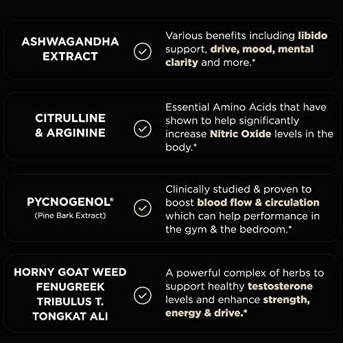 Suplemento de Testosterona Total T para Hombres 2015mg - 8X Fuerza con Ashwagandha, Tongkat Ali, Pycnogenol y Tribulus, Aumenta Libido y Masa Muscular - imagen 4