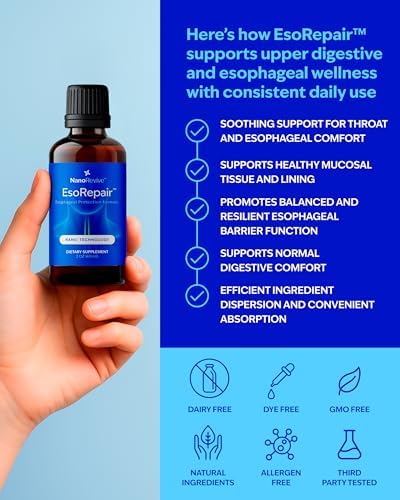 Suplementos EsoRepair Nano para la Salud Esofágica y Estomacal - Confort Digestivo - Olmo Resbaladizo, Zinc L-Carnosina y Extracto de Aloe Vera - Sin - imagen 3
