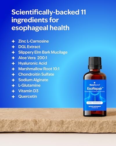 Suplementos EsoRepair Nano para la Salud Esofágica y Estomacal - Confort Digestivo - Olmo Resbaladizo, Zinc L-Carnosina y Extracto de Aloe Vera - Sin - imagen 4