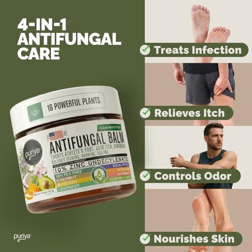 Crema Antifúngica Puriya Clinicamente Probada para Hongos en la Piel, Tratamiento Extra Fuerte para Pie de Atleta, Picazón de Ingle y Tiña con Aceite - imagen 3