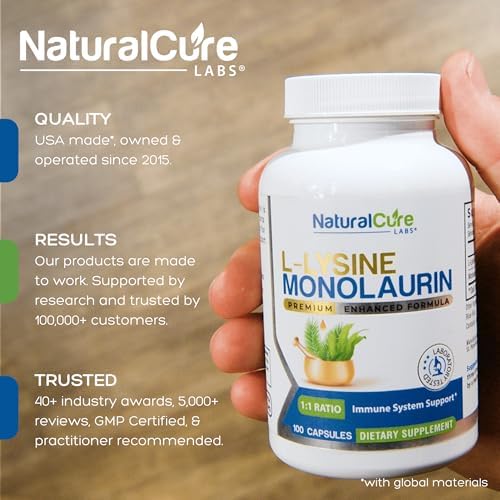 Natural Cure Labs L-Lisina con Monolaurina 600mg 1:1, 100 Cápsulas - imagen 2