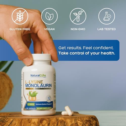 Natural Cure Labs L-Lisina con Monolaurina 600mg 1:1, 100 Cápsulas - imagen 3