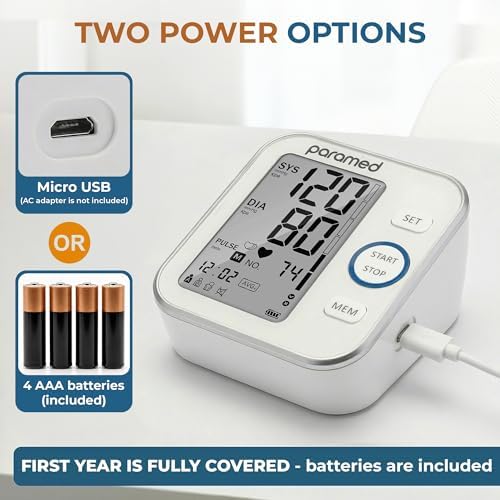 Monitor de Presión Arterial Paramed - Máquina Automática para Brazo - Manguito para Presión 8.7-16.5 pulgadas - Pantalla LCD Grande, 120 Memorias - - imagen 6