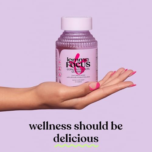 Gomitas Lemme Focus para Concentración y Salud Cerebral con Cognizin Citicolina, Hongo Melena de León y Vitamina B12 - Sin Gluten, Sin Cafeína, Fresa - imagen 7