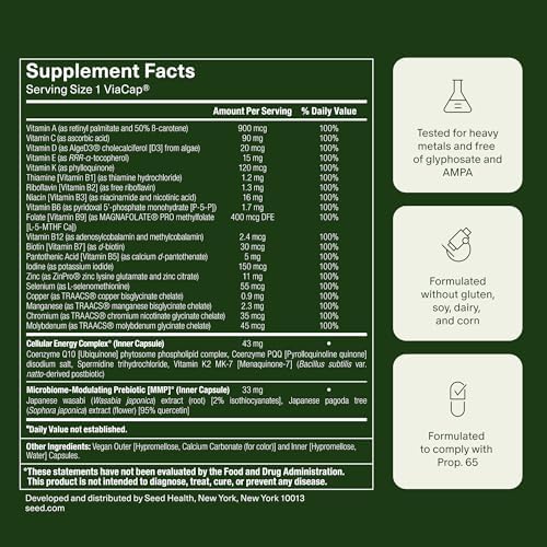 Seed DM-02 Multivitamínico Diario - 100% DV Vitaminas y Minerales Esenciales para Hombres y Mujeres - Apoya la Salud Inmunológica, Ósea, Cabello, - imagen 8