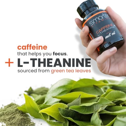 Píldoras de Cafeína SmarterVitamins 200mg - Aceite MCT de 100% Coco + 100mg L-Theanina, Energía y Concentración, Cápsulas de Liberación Prolongada, - imagen 3