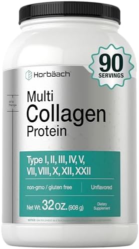 Proteína en Polvo de Colágeno Múltiple Horbaach 32 oz | Tipos I, II, III, IV, V, VII, VIII, X, XII y XXII | Péptidos de Colágeno Alimentados con - imagen 1