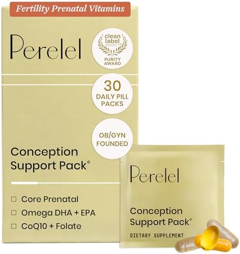 Perelel Paquete de Soporte para la Concepción, Multivitamínico Prenatal con DHA Omega 3, COQ10 y Folato, Apoya la Fertilidad Femenina, Libre de Soja - imagen 1