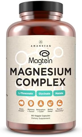 Suplemento de Magnesio AMANDEAN Magtein Complejo. Mezcla Triple de L-Treonato, Glicinato y Malato. 90 Cápsulas Veganas. Alta Absorción para Salud - imagen 1