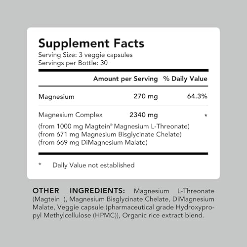 Suplemento de Magnesio AMANDEAN Magtein Complejo. Mezcla Triple de L-Treonato, Glicinato y Malato. 90 Cápsulas Veganas. Alta Absorción para Salud - imagen 5