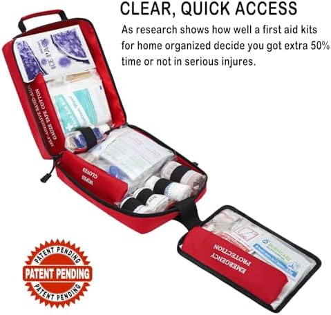 Kit de ros Auxilios VRIEXSD de 400 Piezas, Premium para Hogar, Oficina, Auto, Exterior, Senderismo, Viajes, Camping y Supervivencia, Rojo - imagen 2