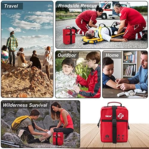 Kit de ros Auxilios VRIEXSD de 400 Piezas, Premium para Hogar, Oficina, Auto, Exterior, Senderismo, Viajes, Camping y Supervivencia, Rojo - imagen 5