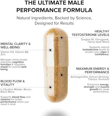 STRIVLABS Peak Potential 12 en 1 Soporte de Testosterona para Hombres – Fenogreco, Ashwagandha y Tongkat Ali – Fuerza Natural, Energía y Aumento - imagen 2